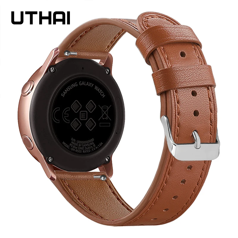 UTHAI 20mm Īstas ādas watchband Samsung Galaxy Skatīties 42MM Aktīvo 2 S2 Skatīties siksna Ātri Atbrīvot skatīties piederumi