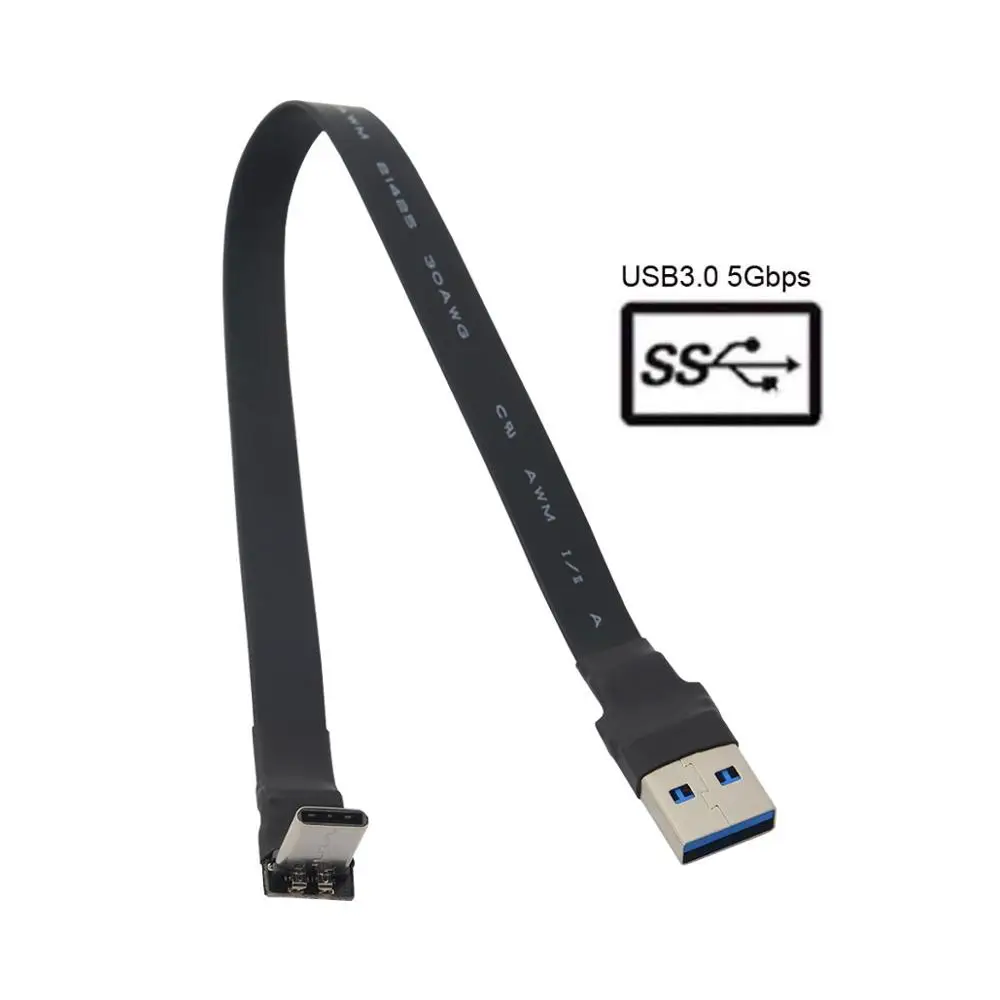 Uz augšu Leņķveida Dzīvoklis USB-C Kabeļa Tips-C Vīriešu USB3.0 Datu Kabelis, 20cm Slim Flat Mīksto Tablet & Tālruņu un Klēpjdatoru