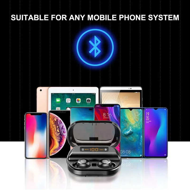 V11 HD Bluetooth Austiņas IPX7 Ūdensizturīgs earbuds Touch Taustiņu Skaļruņus, bezvadu austiņas Darbojas uz visām Android, iOS viedtālruņiem