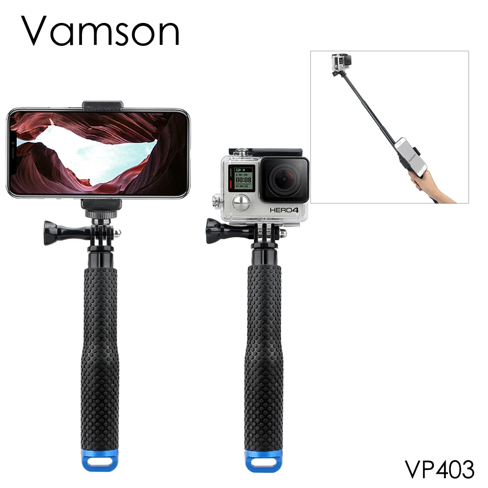Vamson par GoPro Hero 8 7 6 5 4 3 Alumīnija Izvelkams Stienis Selfie Stick Monopod Statīva Turētājs, SJCM par Xiao Mi s Yi VP403