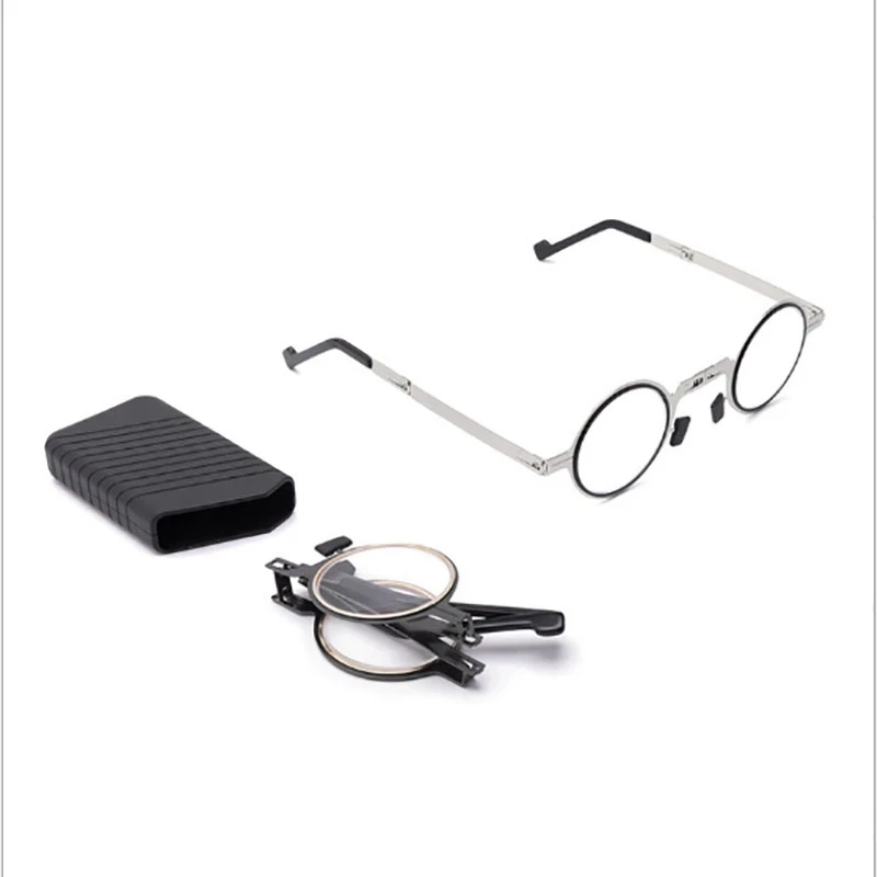 Var Ziedu Anti-Zilā Lasīšanas Brilles Salokāms Ultra Plānas Papīra Brilles Metāla Presbyopic Brilles Ar Lietu Roud Rāmis Vīrieši Sievietes