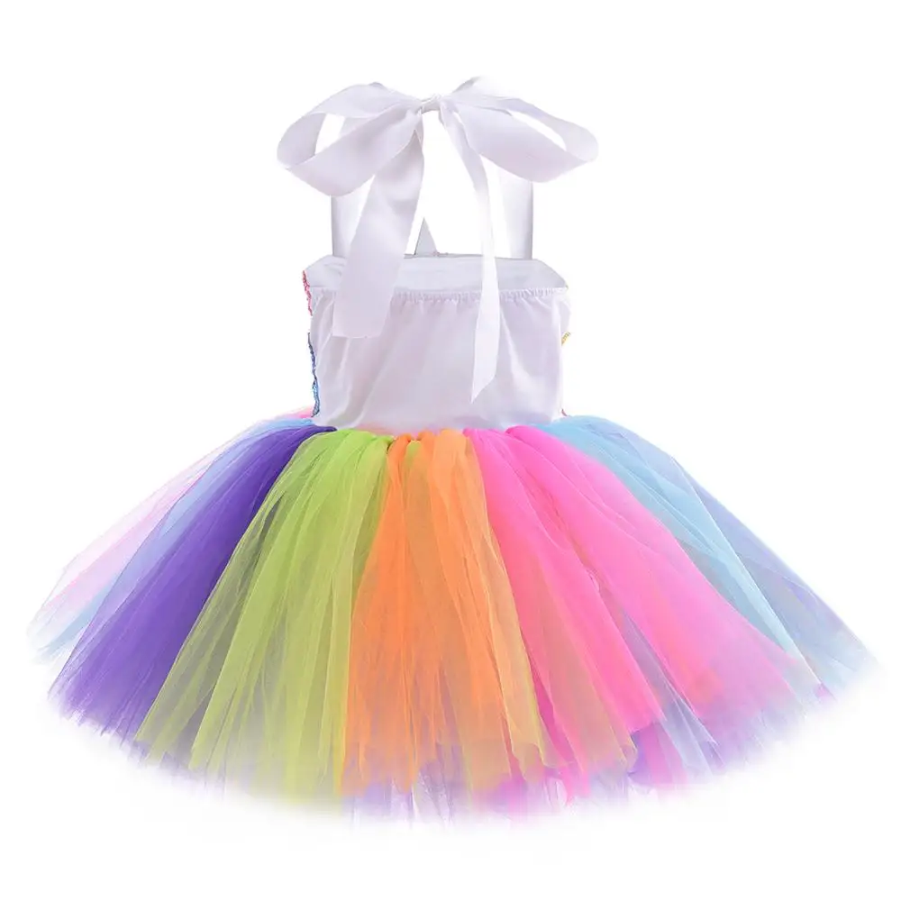 Varavīksnes Sequin Unicorn Bērniem Saģērbt Princess Tērpi Girl Dress Party Kostīms Helovīna Puķu Meiteņu Kleitas, lai Kāzas Ceļa
