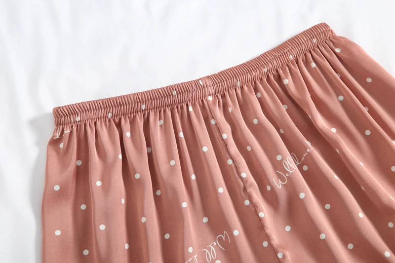 Vasaras Jaunā Sieviešu Pidžamas Ar Īsām Piedurknēm Ledus Zīda Polka Dot Print Modes Pidžamas Komplekts