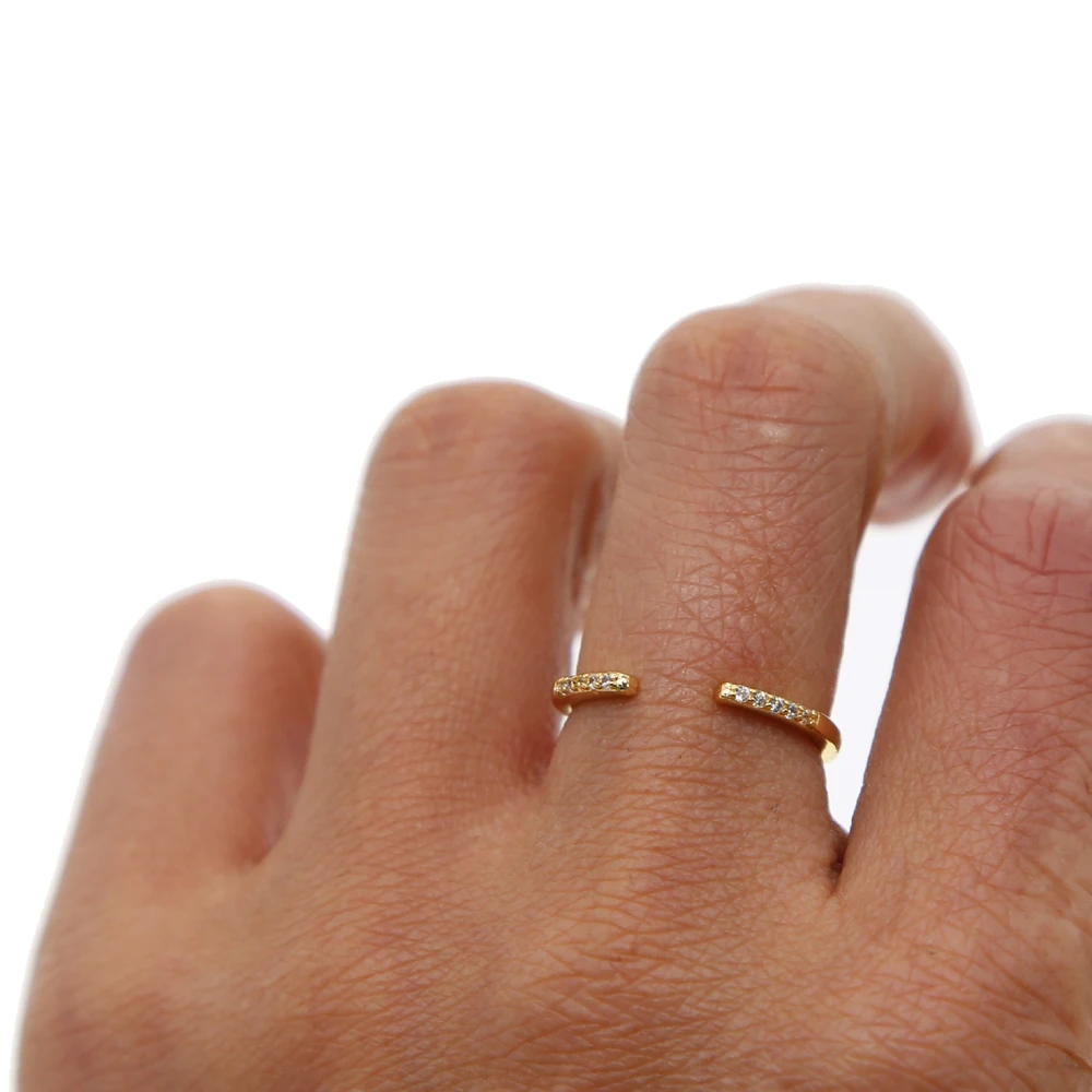 Vienkārša minimālas rotaslietas dizains atvērt pielāgotu zelta krāsā cz sieviešu meitene pirkstu vienkārši smalku gredzenu lēti