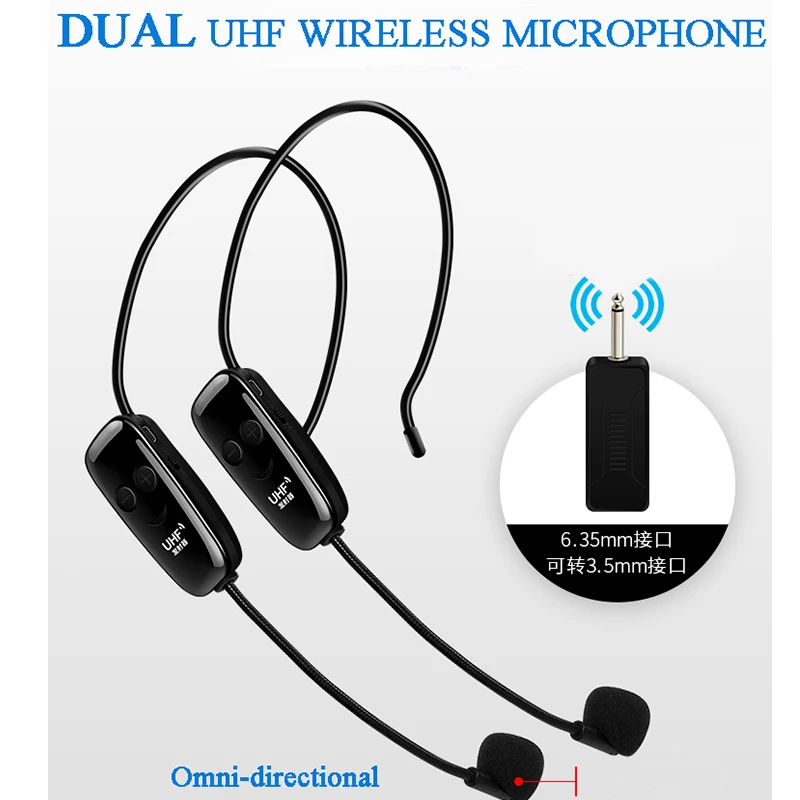 Vienvirziena Dual UHF Mikrofoni Noņemams Profesionālo Bezvadu Mikrofona auss cilpiņa Austiņas, Mikrofonu Sistēma Mācību Klasē