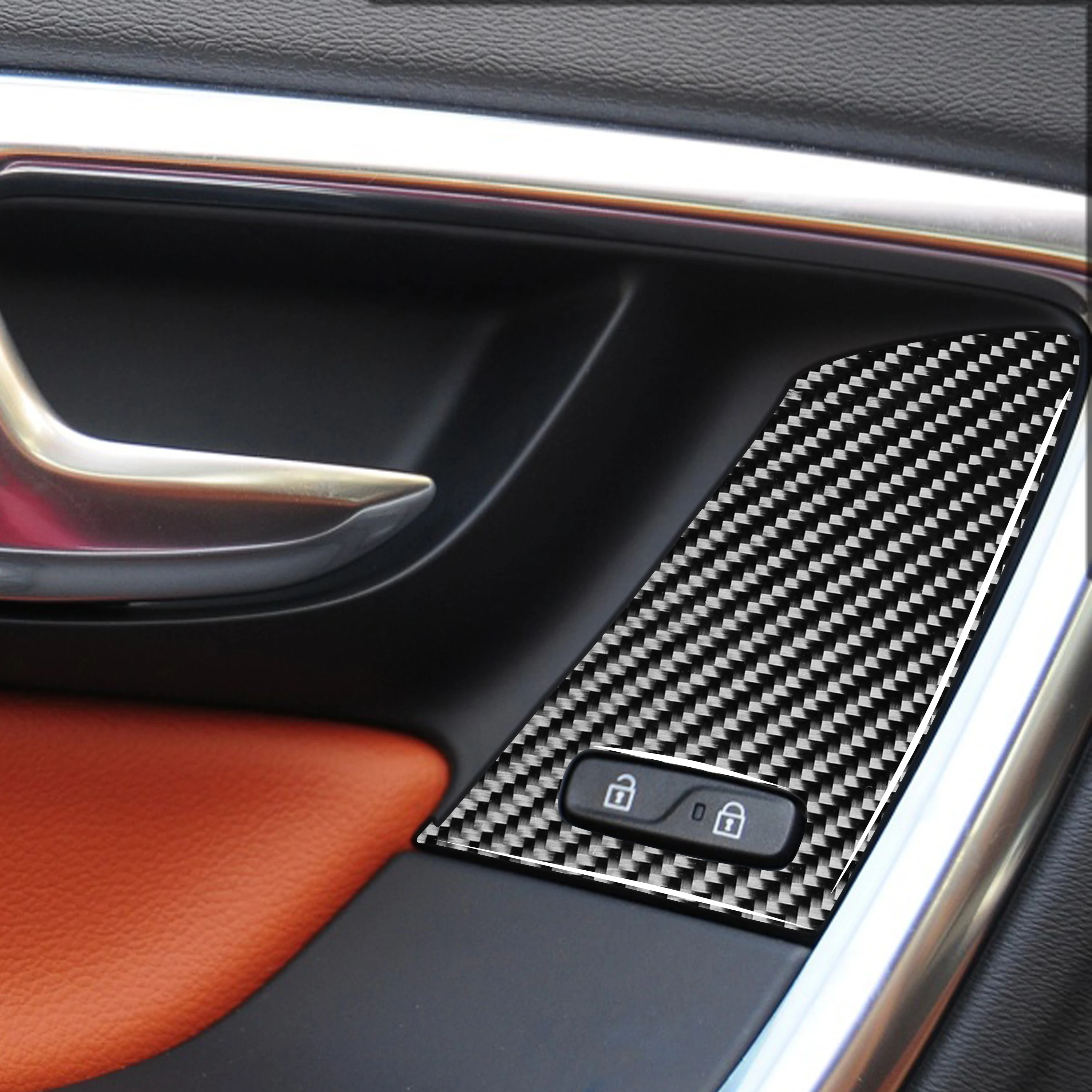 Volvo V60 S60 XC60 2010-2018 Interjera Durvju Bloķēšanas Slēdzi Panelis Melns, Vāks Piederumi Oglekļa Šķiedras Uzlīmes Car Styling