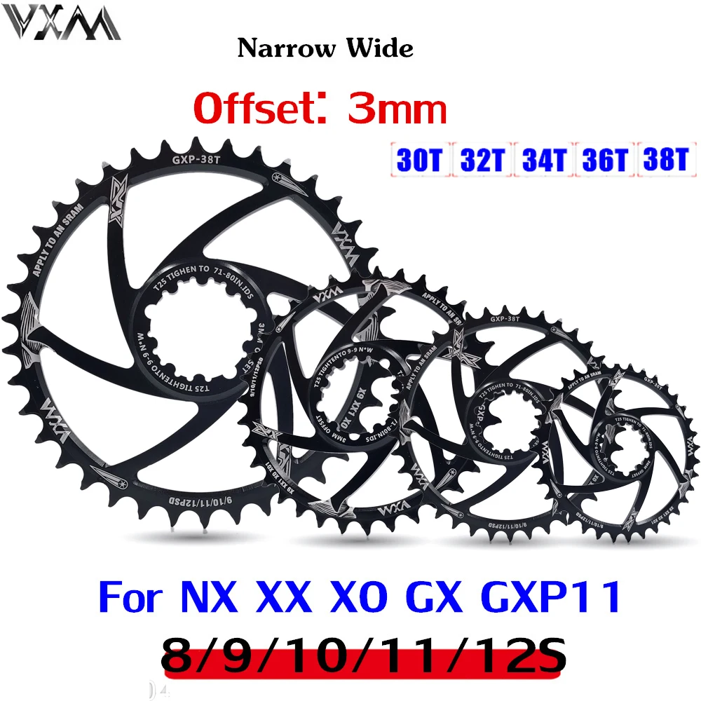 VXM Velosipēdu GXP Chainring Šaura Mēroga Mtb Velosipēds Chainwheel 30T 32T 34T 36T 38T Par SRAM GXP XX1 X9 XO X01 gx11 Ērglis NX Crankset