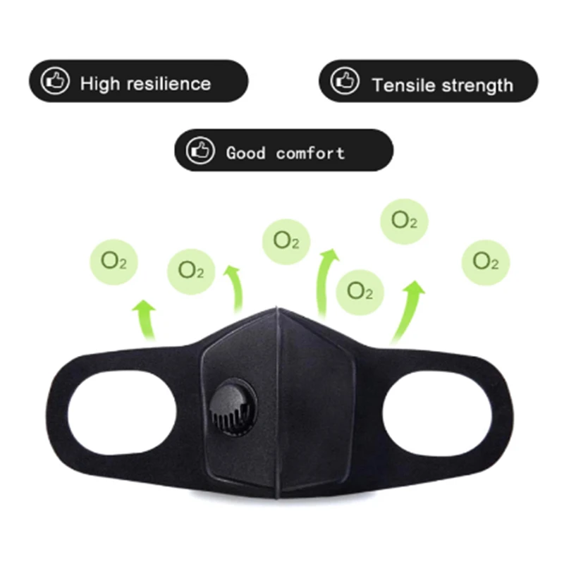 Vīrieši Sievietes Mazgājams Maska Anti PM2.5 Sejas, Mutes Respiratoru Black Elpojošs Vārstu Maska Filtrs 3D Muti Segtu Maska