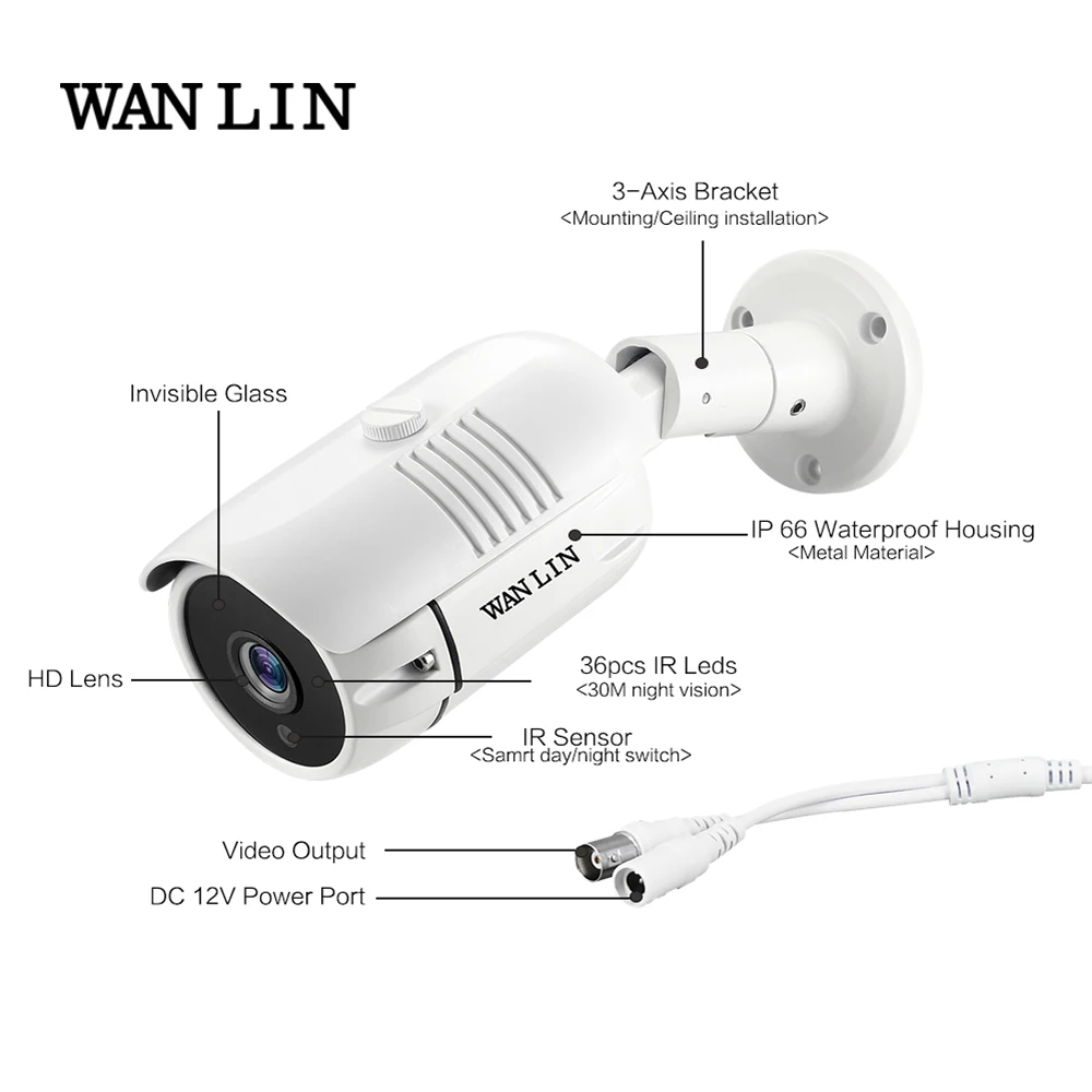 WANLIN Novērošanas Kameru SONY IMX323 AHD 1080P Kamera 2MP, Nakts Redzamības 30M CCTV Kameras IS Āra Ūdensizturīgs Drošības Kameru