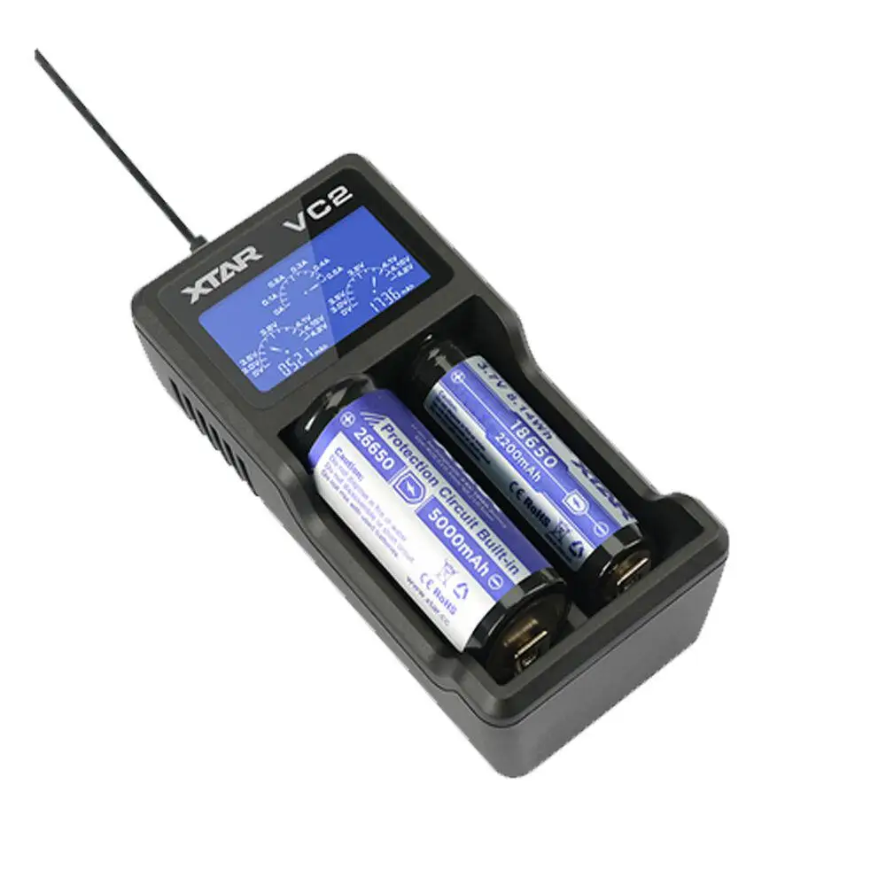 XTAR VC2 Akumulatora Chager USB, Li-ion Baterija LCD Lādētāju 3,7 V 10440 18650 Baterijas 26650