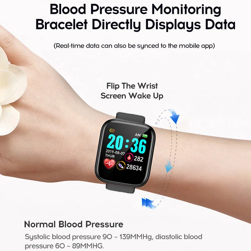 Y68 Smart Skatīties Vīrieši Sievietes asinsspiediens, Sirds ritma Monitors Bluetooth Fitnesa D20 Skatīties Smart Aproce Par Android, IOS
