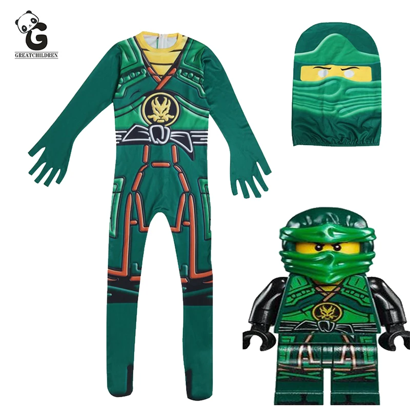 Zaļā Ninjago Kostīms Bērniem Zēni Jumpsuits Bērniem Halloween, Ziemassvētku Kostīms Bērniem Iedomātā Puse Drēbes, Ninja, Kostīms, Kostīmi,