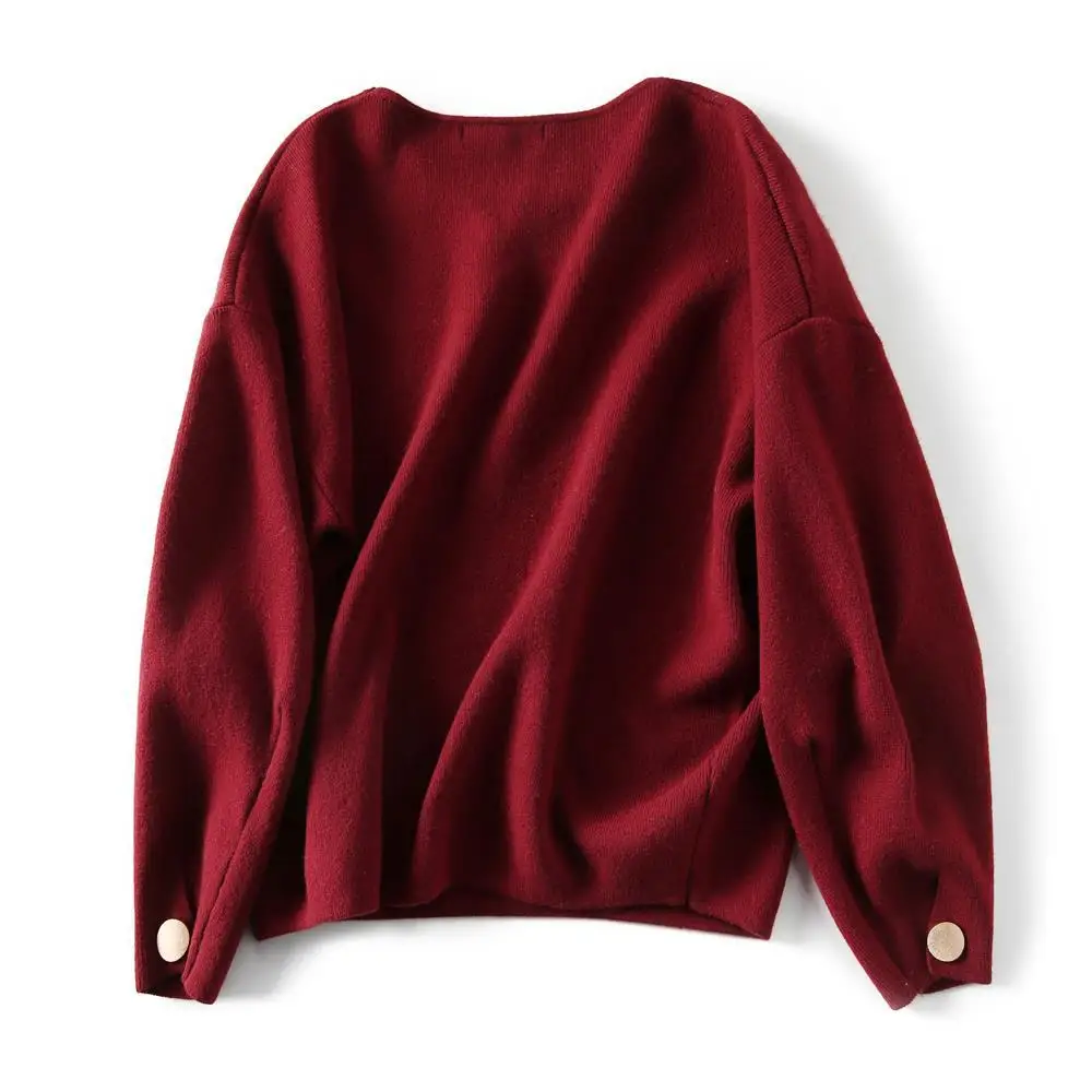Ziemassvētki, Jaunais Gads, rudens un ziemas sarkana trikotāžas džemperis Sieviešu Rietumu stila džemperis ar garām piedurknēm zaudēt novājēšanu visu maču