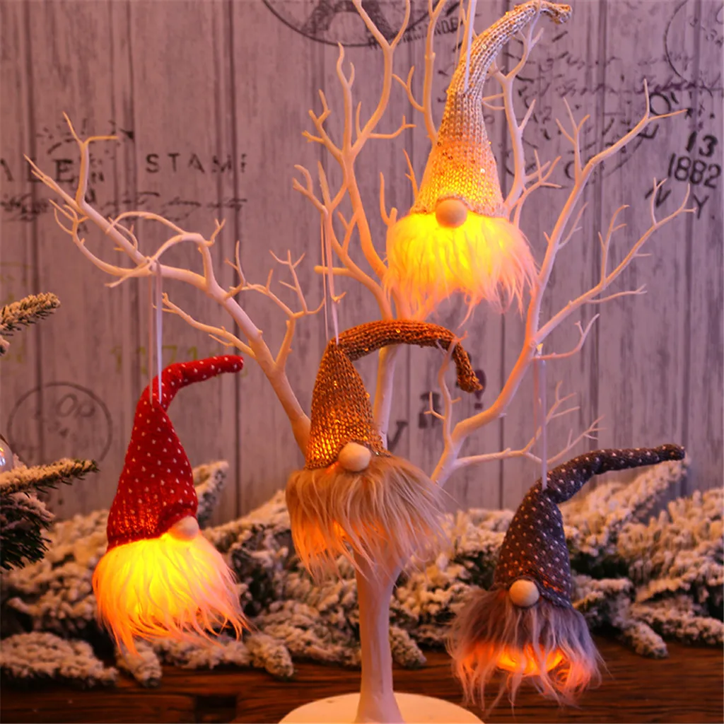 Ziemassvētku Apgaismojums Gnome Lelle Kulons Santa Gnome Plīša Lelle Dekoratīvās Karājas Rotājumu Iekštelpu Puses Labā, Mēbeļu #F