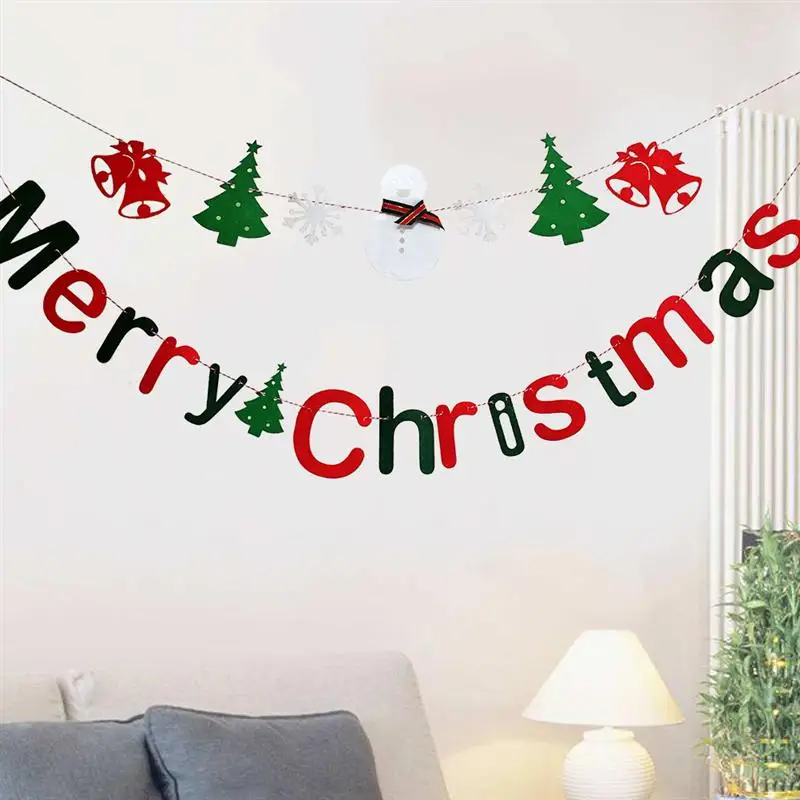 Ziemassvētku Rotājumi Banner Jauki Priecīgus Ziemassvētkus Karājas Vēstules Sniegavīrs Stērste Karogu Ziemassvētki Partijas Apdare