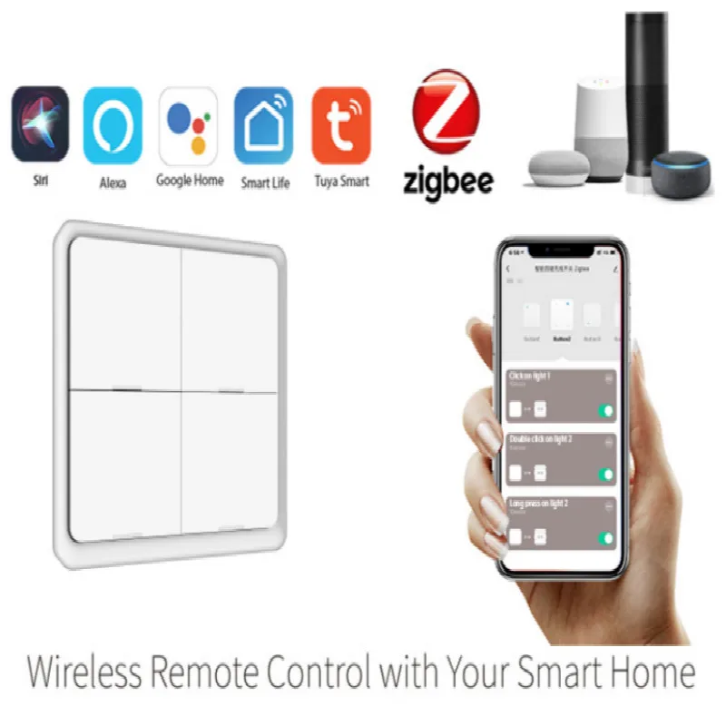 ZigBee Smart Switch Uzlīme 4 Banda Tuya Bezvadu Tālvadības Scenārijs Slēdzis Darbi Tuya Zigbee Hub Mājas Automatizācijas