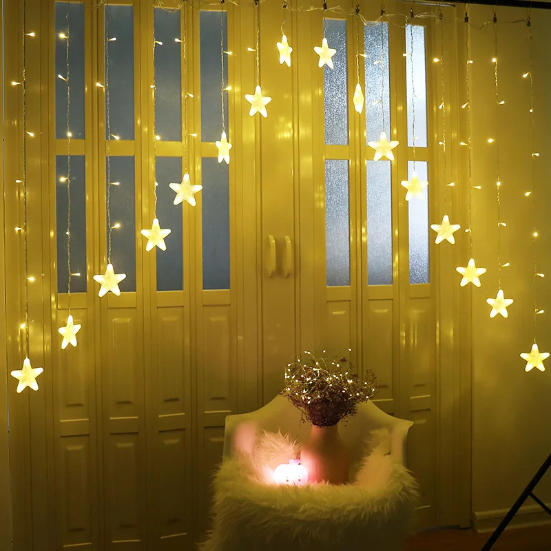 Ūdensizturīgs Warm White LED Zvaigznes Pasaku Gaismas Stīgu Gaismas Lampa Ziemassvētkiem, Halloween Puse Mājas Aizkaru Guļamistaba Dekorēšana
