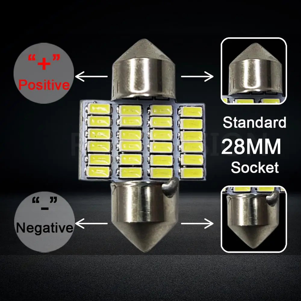 1.44 W 24-3014 SMD Mikroshēma, 28/31/36mm DE3175 Vīt, Xenon White LED Spuldzes Nomaiņa Kartes Dome Licence Plate Gaismas Spuldzes