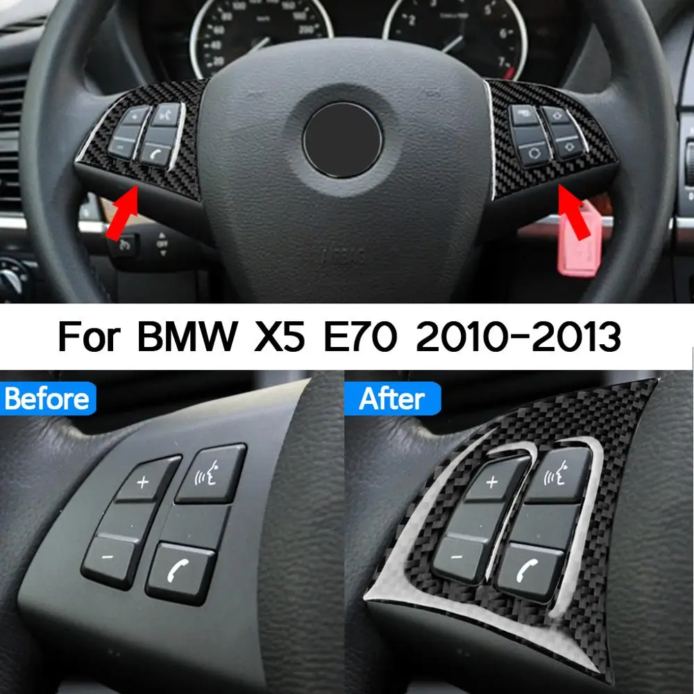 1 Pāris Taisnība, Oglekļa Šķiedras Automašīnas Stūres Rata Pogas Uzlīme BMW X5 E70 2010 2011 2012 2013 Car Styling