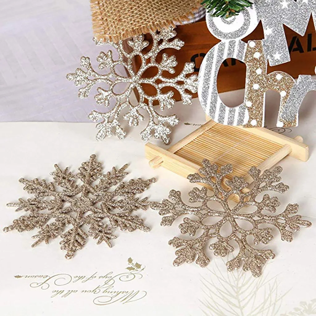 10Pcs Zelts, Sudrabs Mākslīgais Sniegs Ziemassvētku Sniegpārsla/Star Glitter Ziemassvētku Rotājumi Ziemsvētki Koks Karājas Apdare 10cm