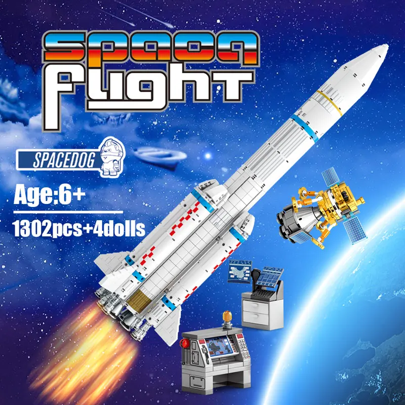 1202pcs Pilsētas Tehniskās Kosmosa Raķešu modeļu Veidošanas Bloki Militāro Kosmosa Raķetei Astronauts Attēls Ķieģeļi Rotaļlietas zēniem