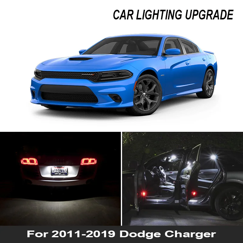 13x Balta Spuldze LED Auto Gaismas Interjera Komplekts 2011-2019 Dodge Charger Kartes Dome Bagāžnieka Cimdiem Lampas
