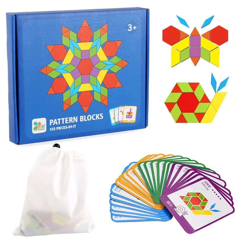 155pcs Koka Jigsaw Puzzle Board Uzstādīt Krāsains Bērniem Mācību Jaunattīstības Rotaļlietas Bērnu Montessori Izglītības Rotaļlietas