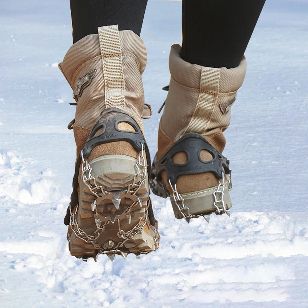 19 Zobi Dzelkšņi Ledus Ziemas Sniega Boot Kurpes Ledus Gripper Anti-skid Ledus Tapas Sniega Pretslīdes Pieslēgvietas Vāciņu Smaile CleatsTraction Saulessargs