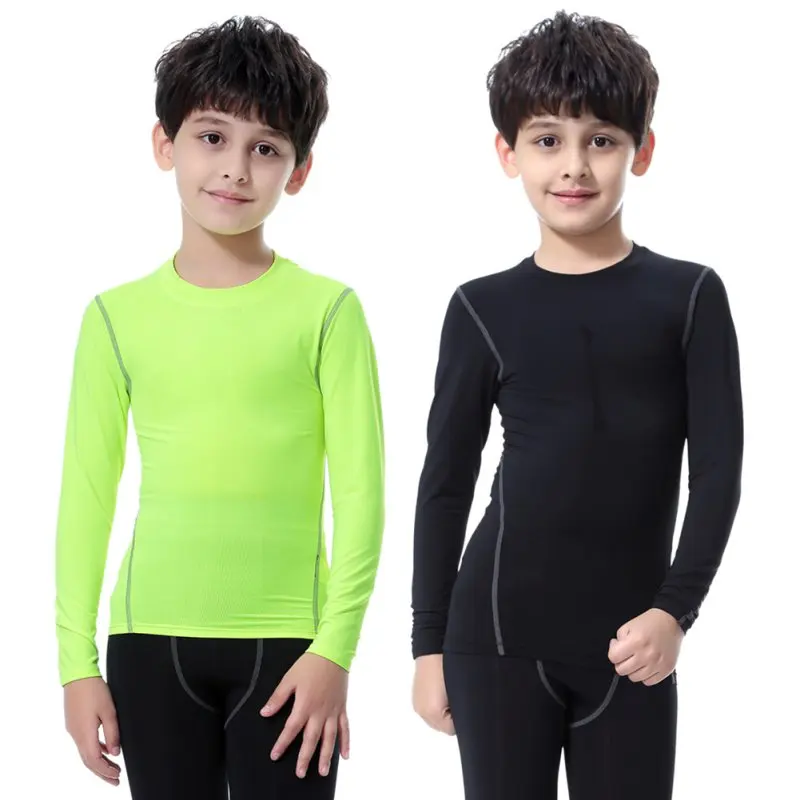 2019 Bērniem, Bērniem, Zēns, Meitene Kompresijas Bāzes Slānis Ādas Tee Siltuma Sporta T - Kreklu, Ātri žāvēšanas Drēbes jauda apģērbu 7