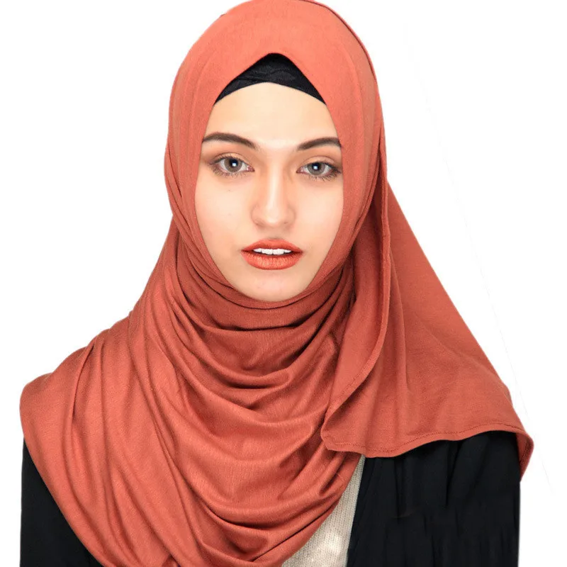 2019 Sievietes Vienkāršā Instant Kokvilnas Džersija Šalle Hijab Wraps un Šalles foulard femme Musulmaņu Hijabs Veikalā Gatavs Valkāt Lakatu