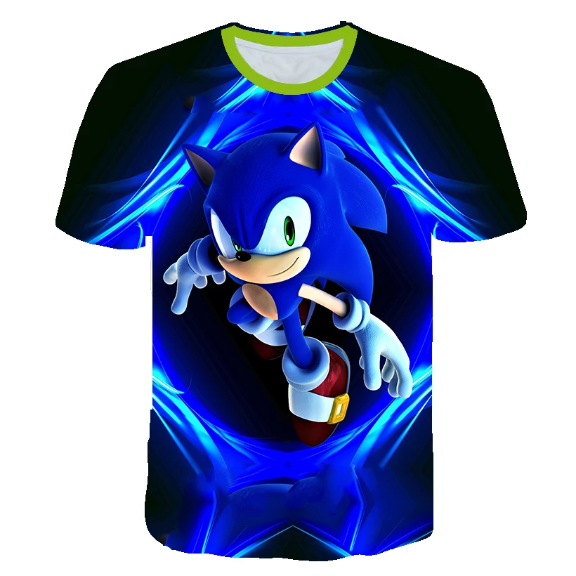 2020. gada Vasaras T-krekls Sonic Ezis Ikdienas Īsās Piedurknes Karikatūra Bērnu 3d Zēni Meitenes Modes Elpojošs, Bērni, Drēbes, Krekli