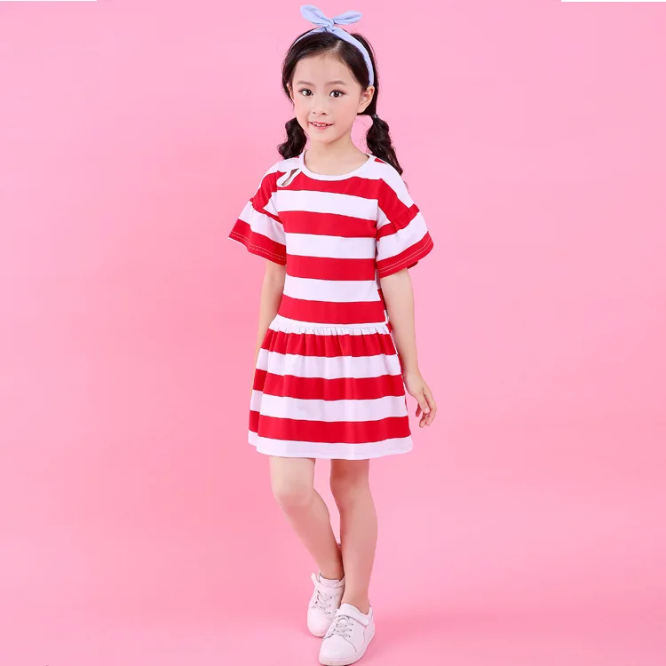 2020. gada vasarā meitenes zīmola Princess puse Kleitu modes svītru Elastīgs Kokvilnas-line pirncess tīņi toddler apģērbu bērniem apģērbs