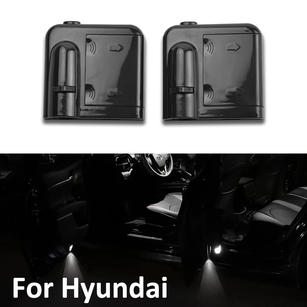 2gab LED Auto Durvīm, Pieklājīgi Lampas Hyundai Elantra Akcentu, Santa Fe, Sonata Ix20 IX35 IX25 I20 I30 Tucson AAA Baterijas Projektoru