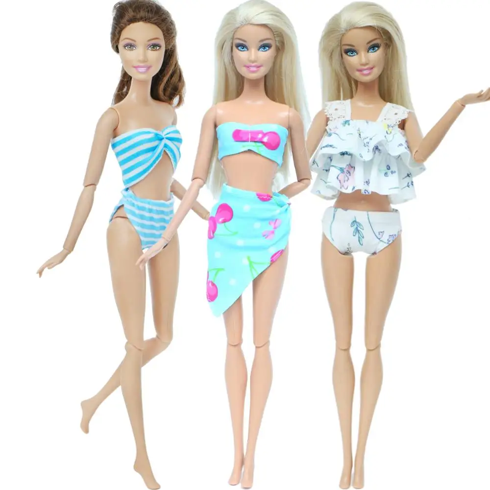 3 Gab. / Komplekts Roku Lelle Peldkostīmu Jaukta Stila Vasaras Puse Valkāt Bikini, Peldkostīmi, Apģērbu Barbie Lelle Piederumi Bērniem Rotaļlietas