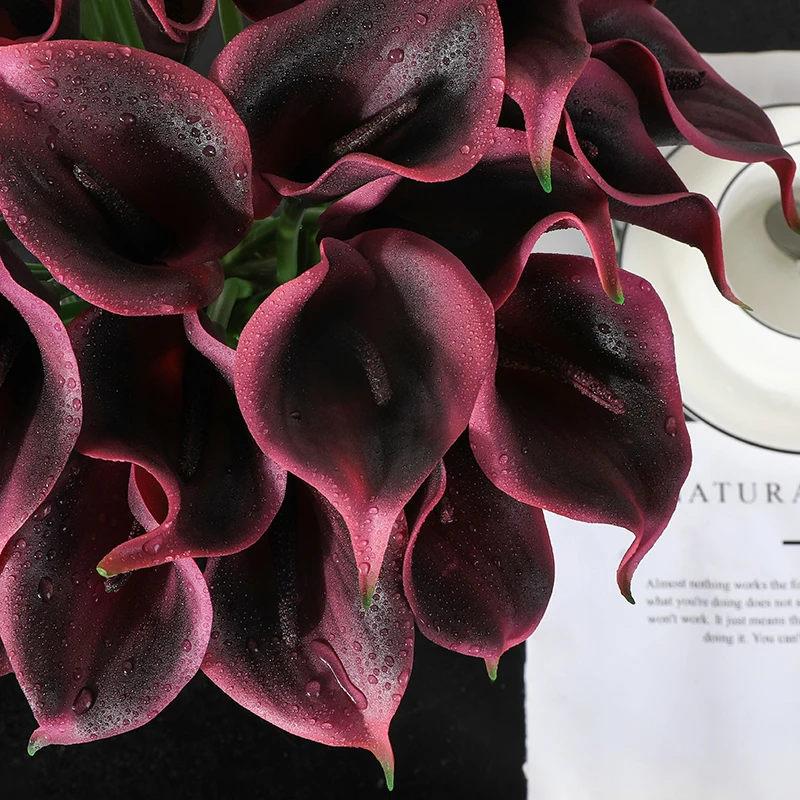 31 Gabalus, Kalla Lilija PU Nekustamā Touch Dekoratīvā Vāze, Mākslīgo Ziedu Viltus ziedu spilgti ziedu pumpuru Dekorēšanas viesnīcu