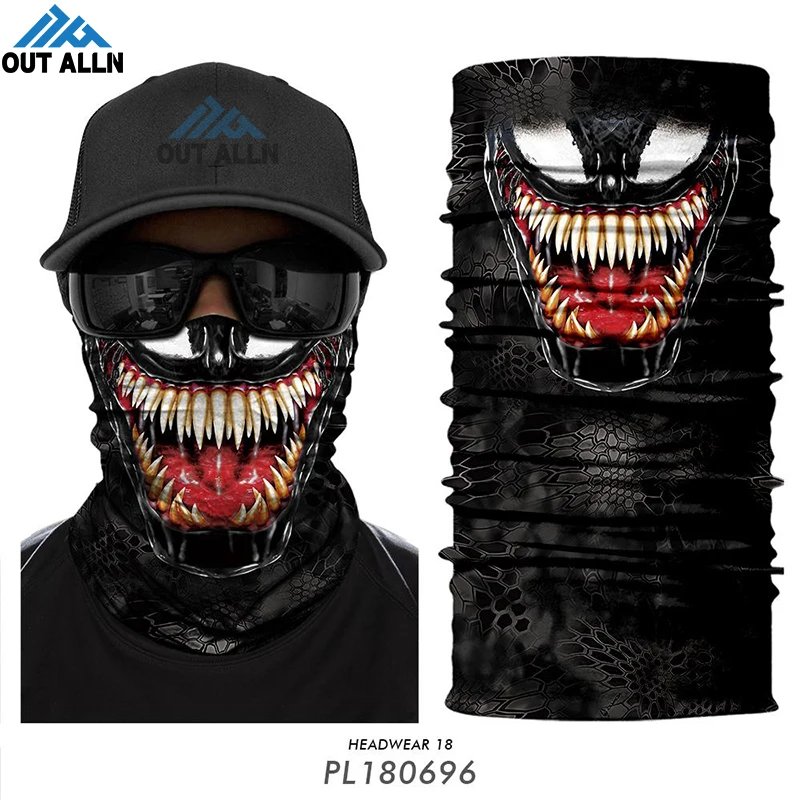 3D Bandanas Inde komin na twarz Kakla Gaiter Sejas aizsargu Facemask Ciclismo Galvu Halloween Segtu Maska Trekinga Pārgājienu Šalles