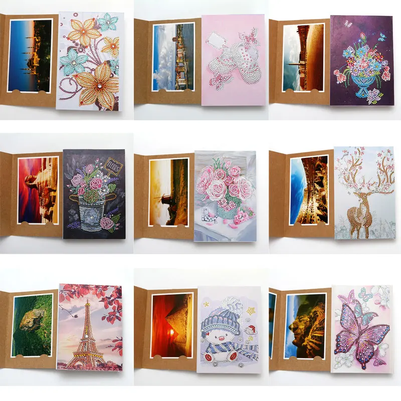 3D diiy Īpašas Formas Dimanta Glezniecības albumu Dimanta Izšuvumi Mozaīkas Ziemassvētku Kartes, Pastkartes Ziemassvētku Dāvanu Dzimšanas dienā