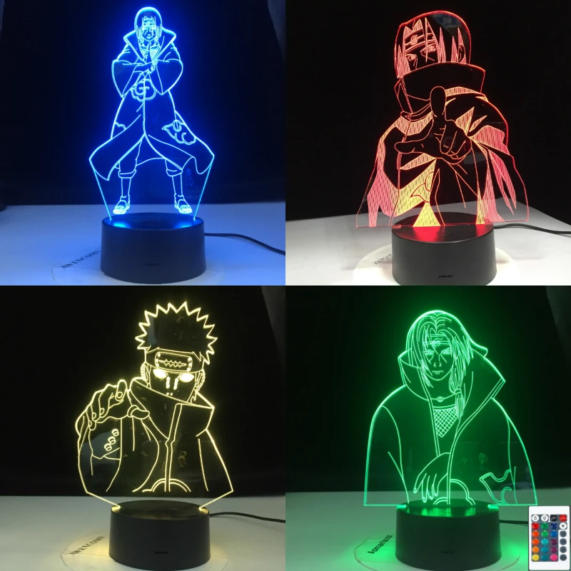 3D Ilūziju, Lampas Itachi Uchiha Attēls Touch Sensors Nightlight Kids Guļamistaba Dekors Forša Dāvana Bērnam Led Nakts Gaisma Naruto