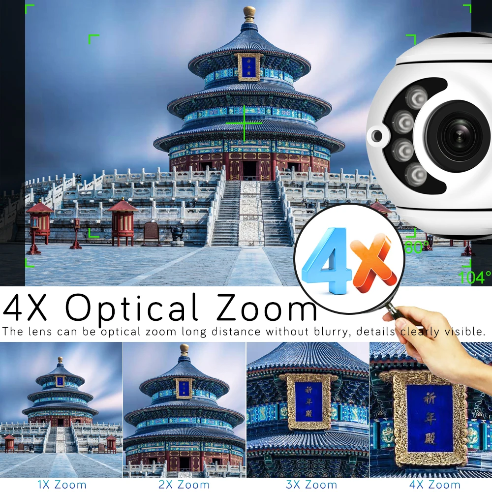 3MP Wifi PTZ Kameras Āra 1296P 4X Digital Zoom Cilvēku Atklāt Speed Dome Kameras divvirzienu Audio Mājas CCTV Novērošana, IP Kameras