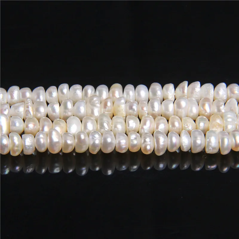 4.4 mm Dabas tīra nekustamā saldūdens pērles, krelles sieviešu rotaslietu izgatavošana monētu plakani apaļas baltas Kultivētās pērles, krelles, rokassprādzes