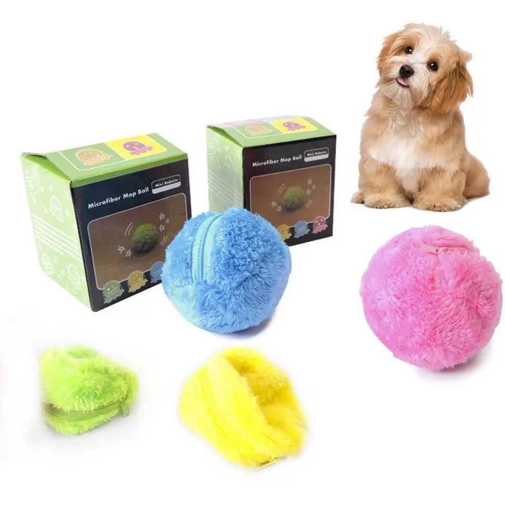 4 Krāsu Komplekts Pet Darbības Rotaļlieta Elektrisko Bumbu, Suns, Kaķis Rotaļlietas Automātiskās Aktivizēšanas Automātiski Bumbu Košļāt Plīša Grīdas Tīras, Pet Rotaļlietas