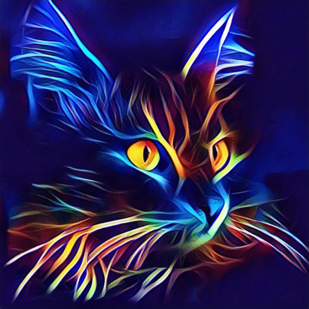 5D DIY Pilna Dimanta Mozaīkas Gleznas Dzīvnieku Jaunu Kārtu AB Urbt Zilās Gaismas Kaķis Izšūšanas Komplekti Rhinestones Mākslas Apdares Mājās