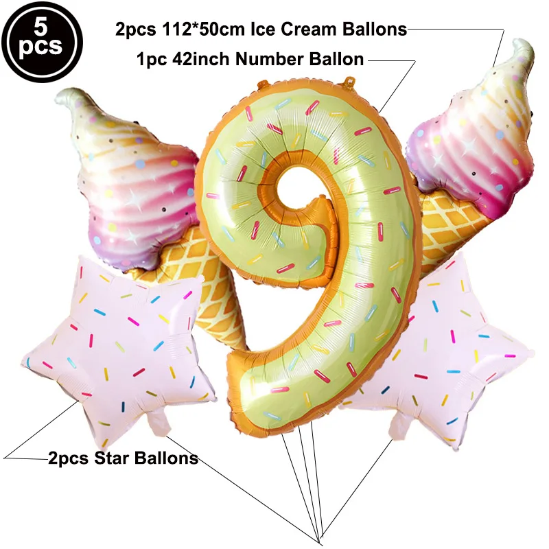 5gab Donut Folija Baloni, Kāzas, Dzimšanas dienas svinības Dekoru Bumbiņas saldējuma Zvaigznes Ciparu Skaits Kid Baby Dušas Globos Rotaļlietas Piederumi
