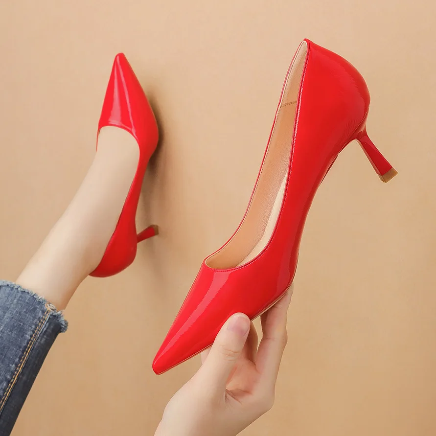 6cm Papēžiem Kurpes Sieviešu lakādas sūkņa kļūdas par Slaidu augsta papēža Norādīja Toe augstpapēžu kurpes zapatos mujer de sekla biroja kurpes