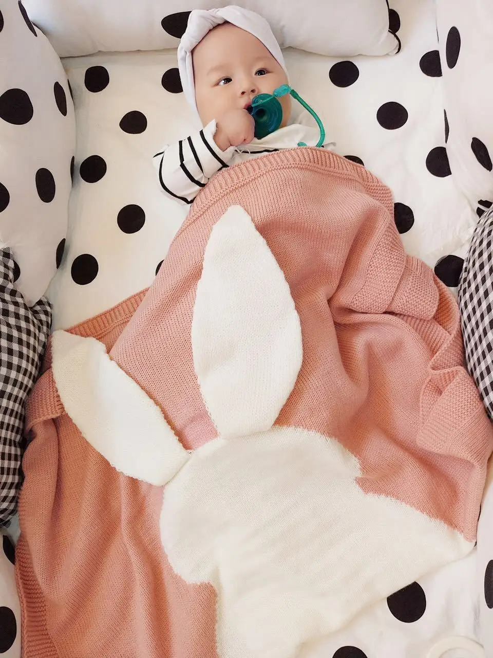 70x108cm Cute Bunny Segu Sega Roku darbs Zīdaiņu Adīt Kostīmu Tamborēšanas Bērnu Trikotāžas guļammaisi Miega Maisi