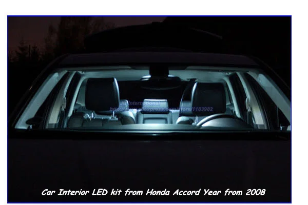 9PCS Auto LED Interjera lampas Komplekts Baltā 5500K-6000K/Balts 6500K-7500K Honda Accord gadu no 2008. Dome Durvis, Bagāžnieka Apgaismojums