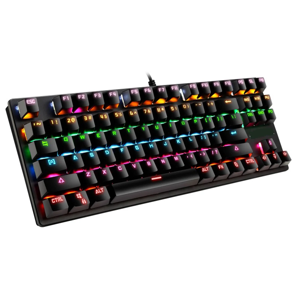 ALLOYSEED Mehāniskās Klaviatūras USB Vadu Spēļu Tastatūra, RGB Samaisa Backlit 87 Taustiņi Anti-dubultattēlu Zilā Slēdzis Spēlētājs Portatīvo DATORU