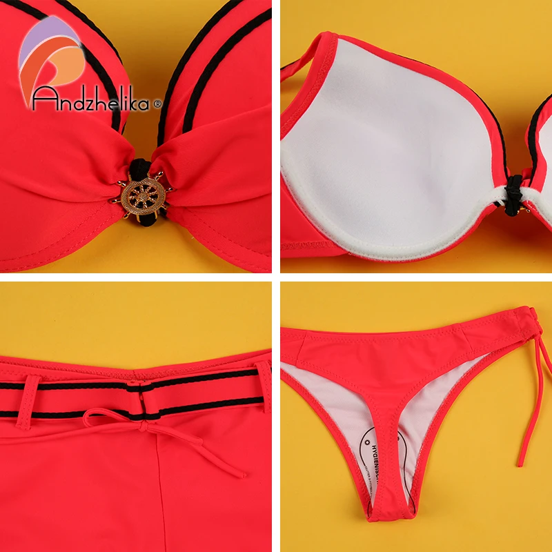 Andzhelika Sexy Bikini Komplekts Sieviete Cieti Push Up Peldkostīms Sporta Apakšā Un Brazīlijas Apakšā Vasaras Pludmales Peldēt Tērpi, Maillot de bain