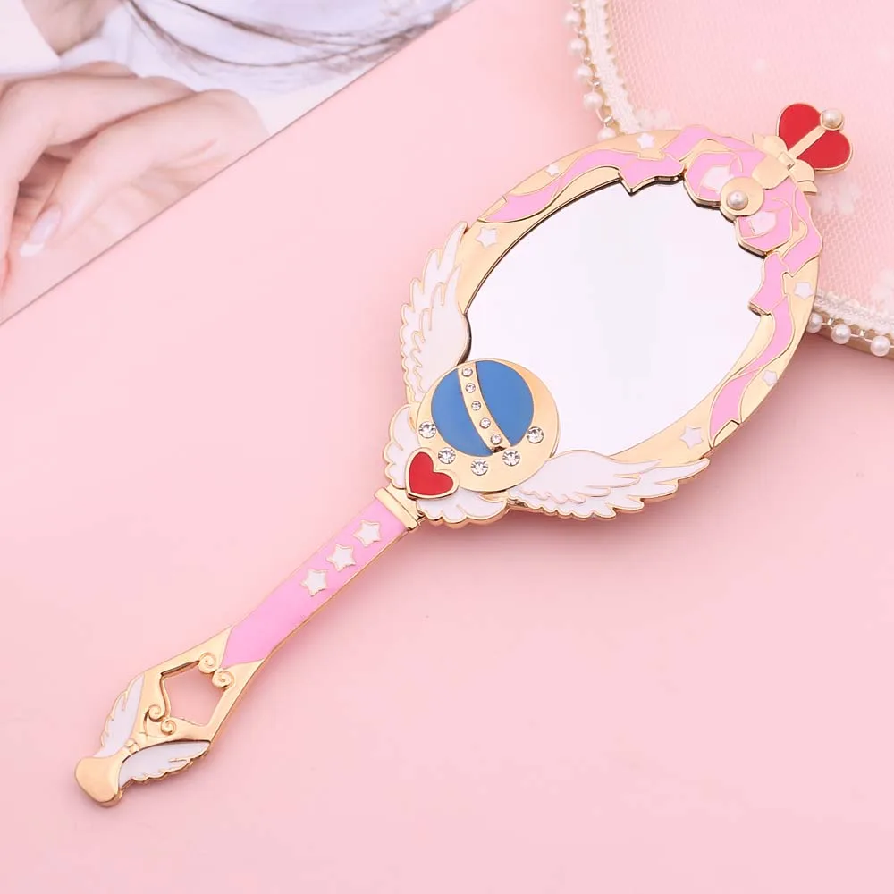 Anime Sailor Moon Metāla Ovālas Rokas Aplauzums Spogulis Dāmas Meitene Vainagu Spogulis, Skaistumkopšanas Kumode Sarkanā, Zilā Aplauzums Spogulis Ar Kristāla