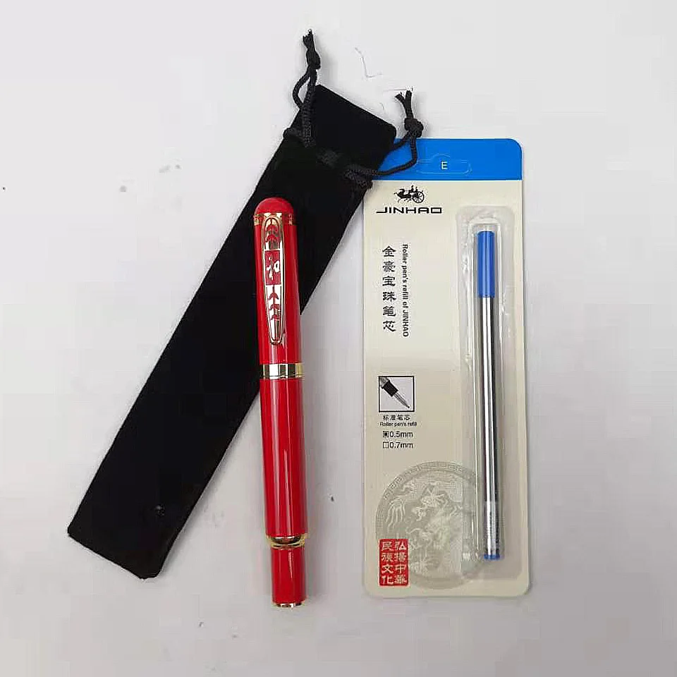 Augstas Kvalitātes Metāla Lodīšu Pildspalva 0.5 mm Zila/Melna tinte Luksusa Ķīnas Sarkano Rullīšu Pildspalva Biznesa Rakstot Biroja, Skolas Piederumi